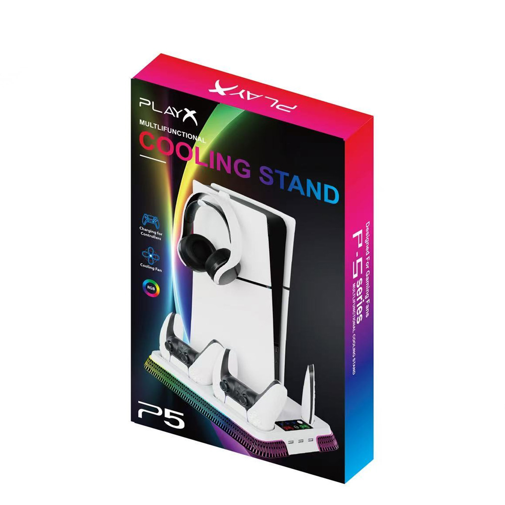新款PS5PRO/PS5Slim/PS5多功能散热底座带炫彩PS5手柄充底座